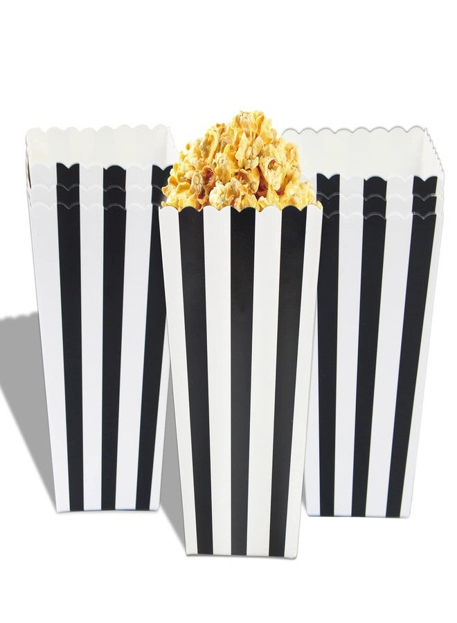 IPALMAY Black and White Striped Mini Paper Popcorn Boxes - Treat Boxes - Birthday Favor Box - Snack Boxes, Family Movie Night Boxes, Set of 36 - Image 1